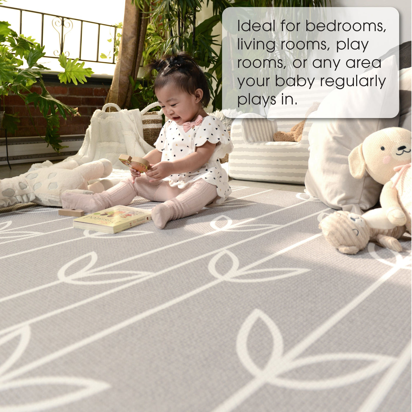 Baby Care Playmat - Sea Petals Grey - Medium