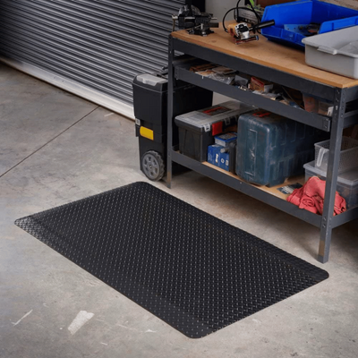 Diamond Plate Conductive Anti-Fatigue Mat with Ground Cord