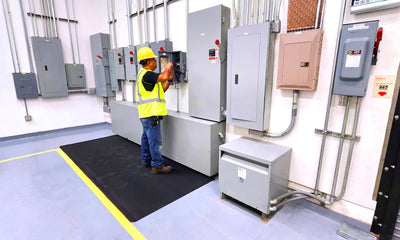 Corrugated rubber mat installed in high-voltage area