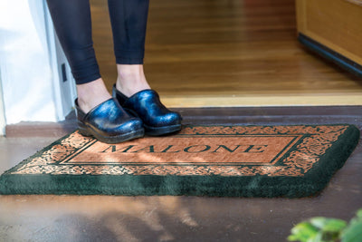 Blooming Hearts Border Personalized Doormats