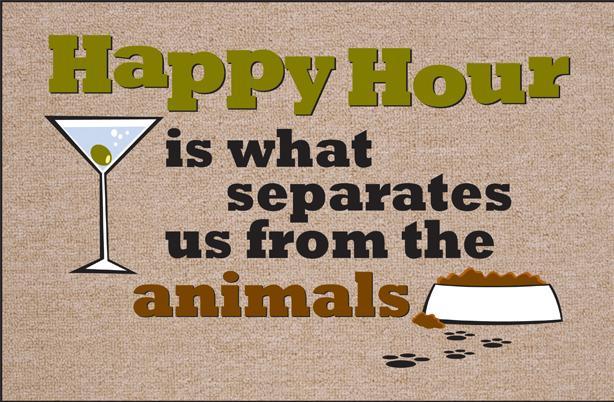 FUNNY 'HAPPY HOUR - ANIMALS' DOORMAT