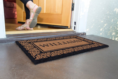 Blooming Hearts Border Personalized Doormats