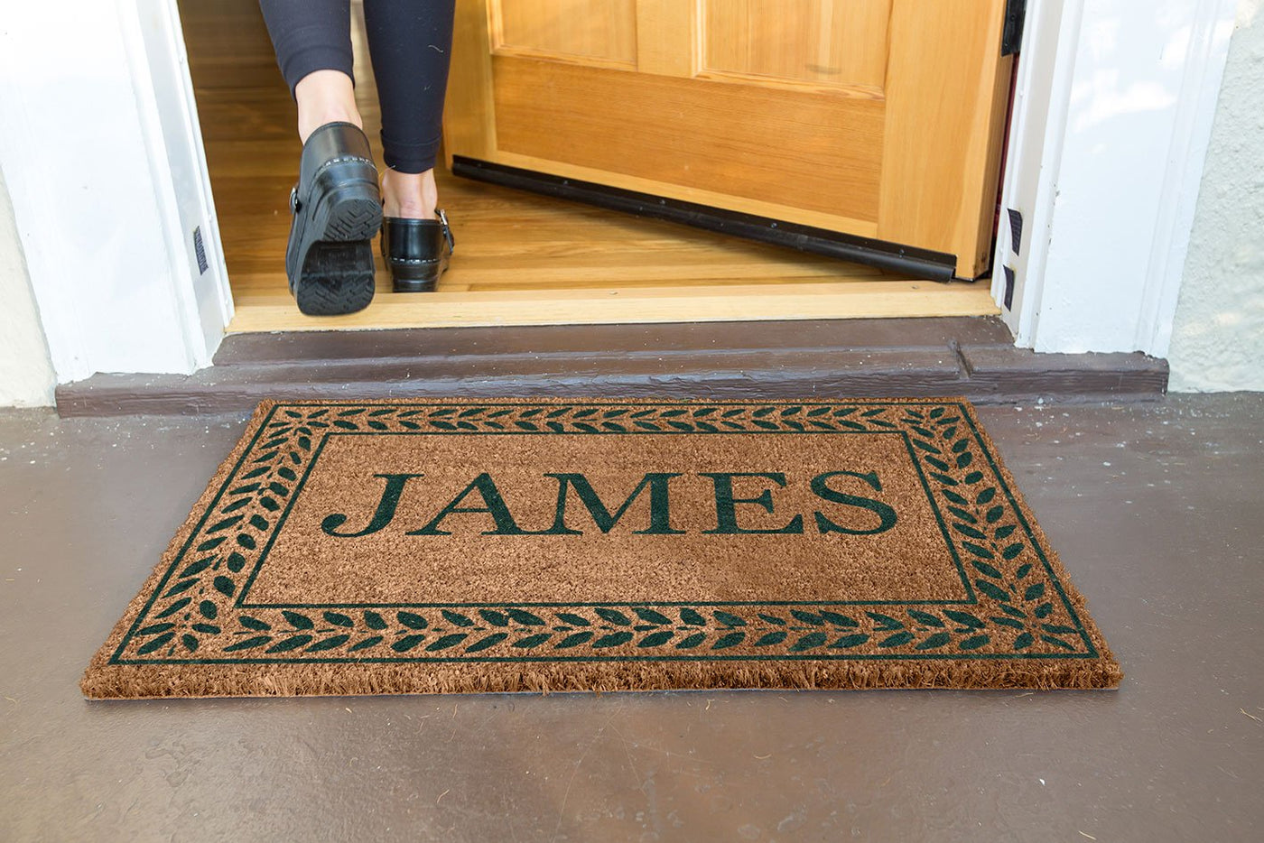 Leafy Vines Border Personalized Doormats