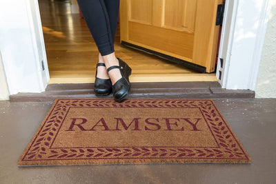 Leafy Vines Border Personalized Doormats